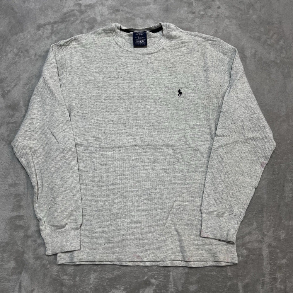 Polo Ralph Lauren Mens XL Grey Waffle Knit Thermal Long Sleeve Sleep Shirt